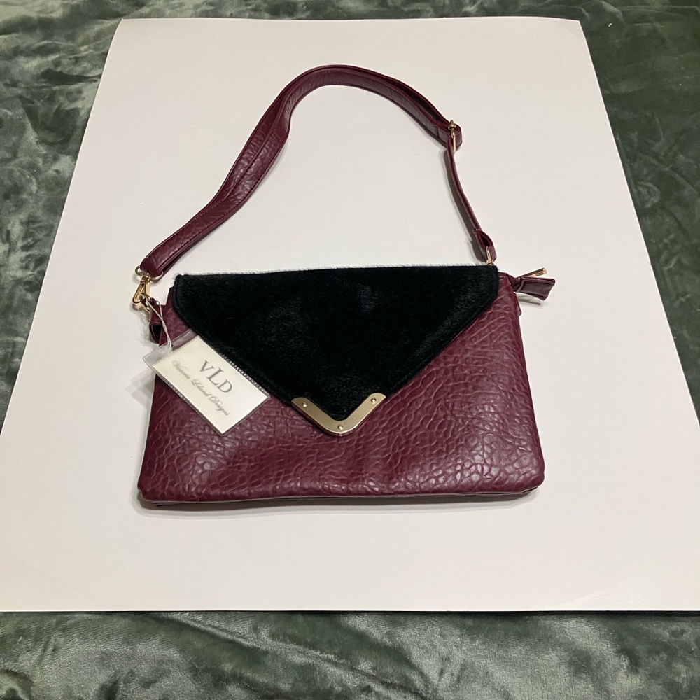 Burgundy and Black Shoulder Bag